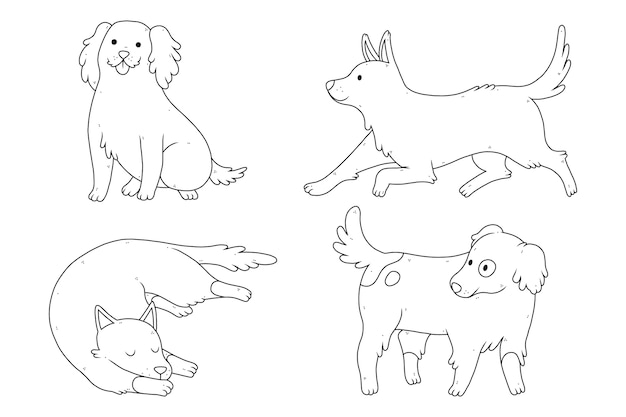 Hand getekende hond schets illustratie