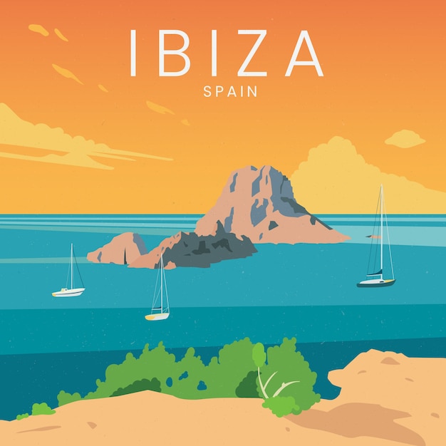 Vector hand getekende ibiza illustratie