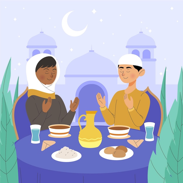 Vector hand getekende iftar illustratie