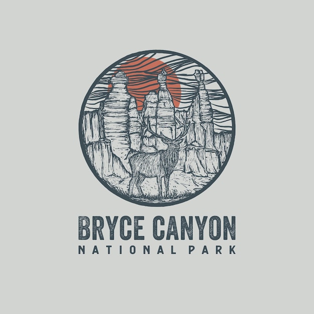 Hand getekende illustratie van Bryce Canyon National Park