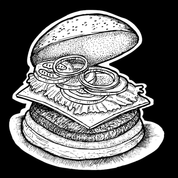 Hand getekende illustratie van hamburger