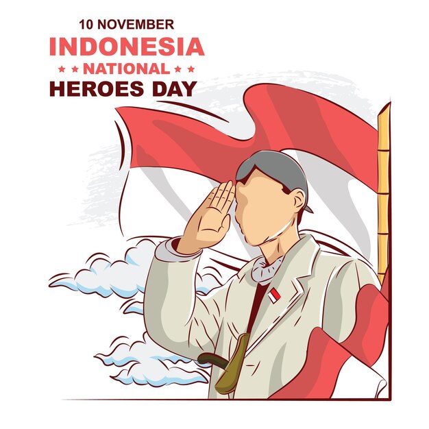 Hand getekende illustratie van Indonesische held dagen.