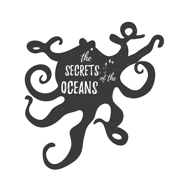 Hand getekende illustratie van octopus in een vintage stijl