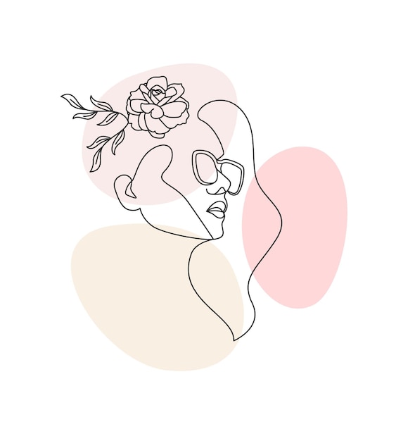 Hand getekende illustratie van vrouw en bloemen minimalistische stijl ontwerp a