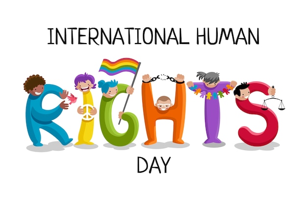 Hand getekende internationale mensenrechten dag illustratie