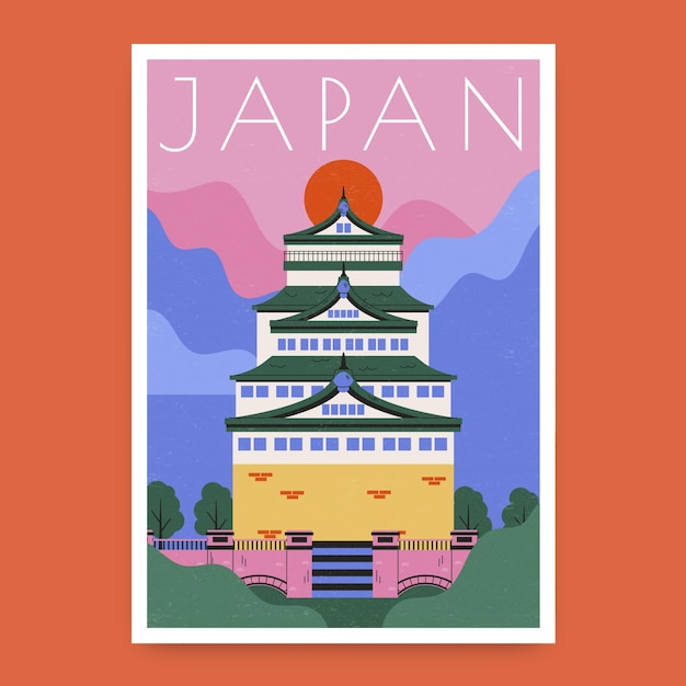 Vector hand getekende japan poster sjabloon