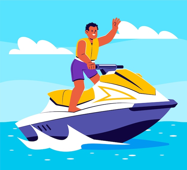 Vector hand getekende jetski illustratie