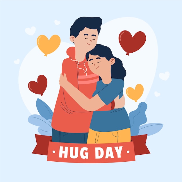 Hand getekende knuffel dag illustratie