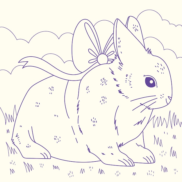 Vector hand getekende konijn overzicht illustratie