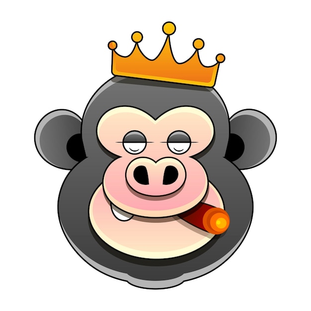 Hand getekende koning van apen kleurplaat. stock illustratie op een witte achtergrond. voor ontwerp, decoratie, logo.