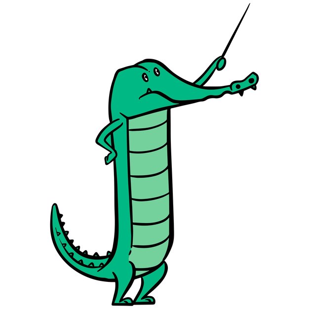 Hand getekende krokodil stok kleur vectorillustratie houden