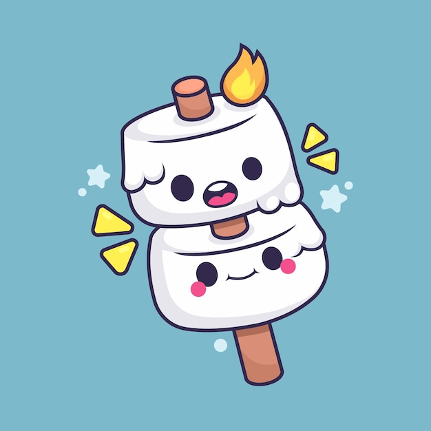 Vector hand getekende marshmallow illustratie