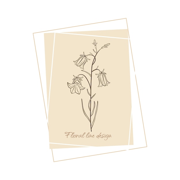 Hand getekende minimale logo van bloeiende bloemen en bladeren in zeer fijne tekeningen Boheemse bloemen vectorillustratie Decoratieve botanique monogram samenstelling voor wenskaart bruiloft uitnodiging