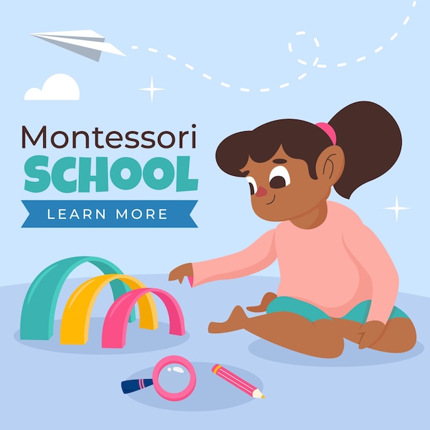 Hand getekende montessori illustratie