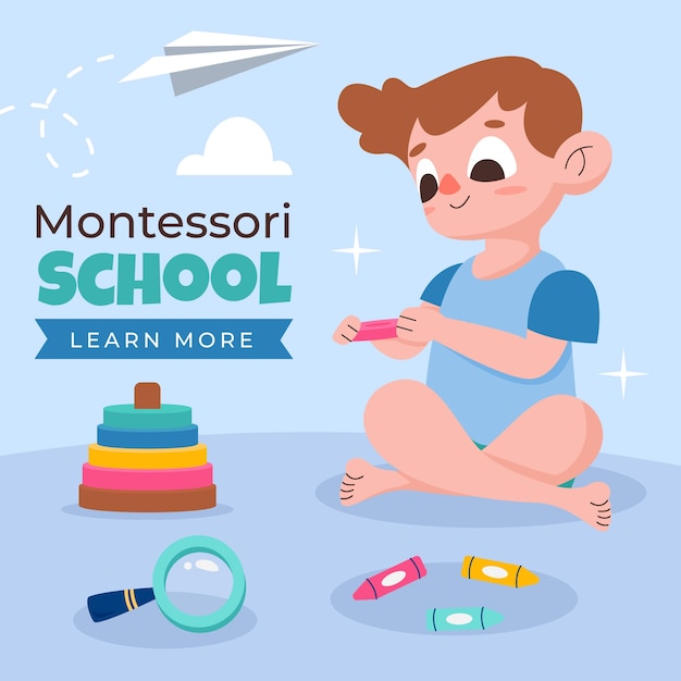 Hand getekende montessori illustratie