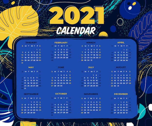 Hand getekende nieuwe jaarkalender