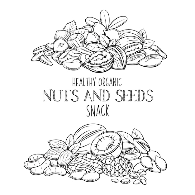 Hand getekende noten en zaden