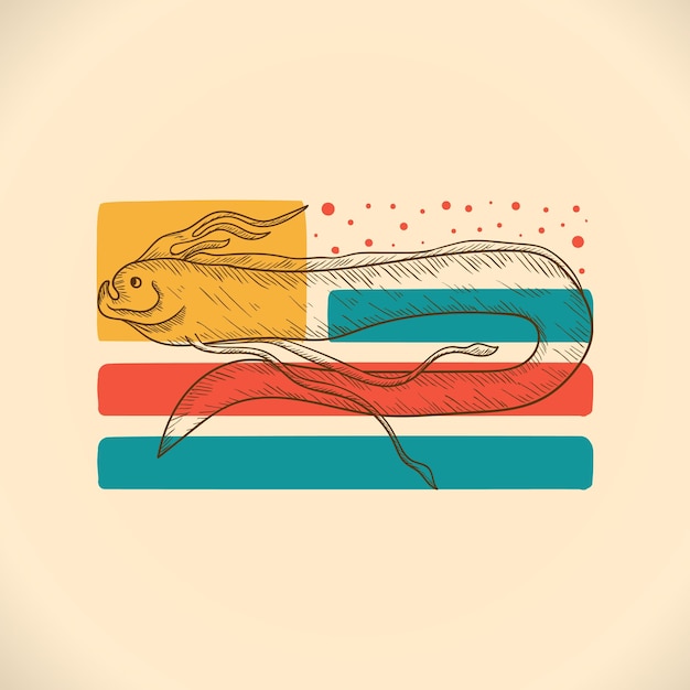 Hand getekende oarfish vintage kleur illustratie vector