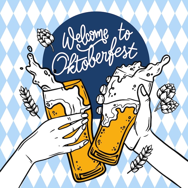 Hand getekende oktoberfest illustratie