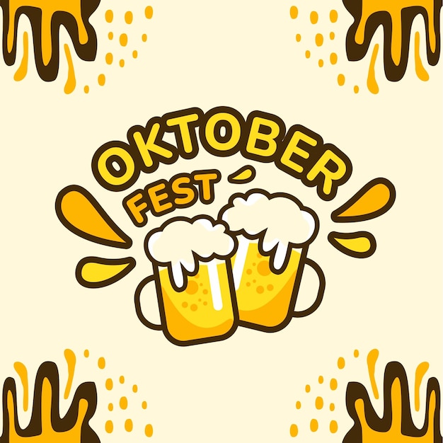 Hand getekende oktoberfest vlakke afbeelding