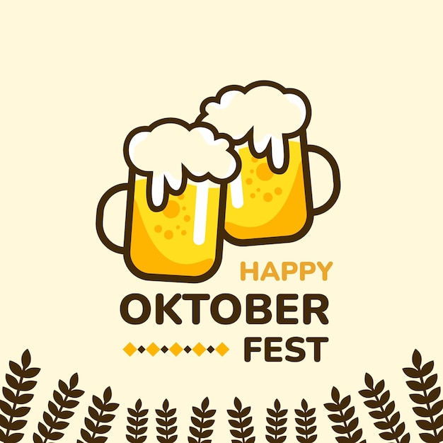 Hand getekende oktoberfest vlakke afbeelding