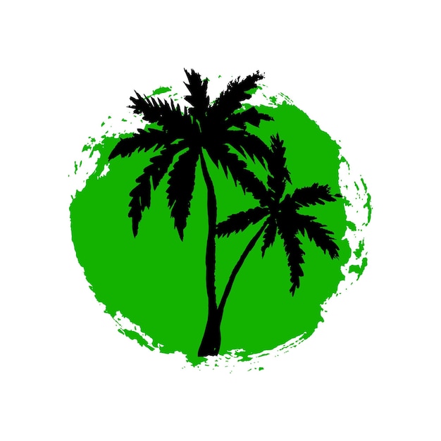 Hand getekende palmboom cirkel zomer ontwerp Vector illustratie