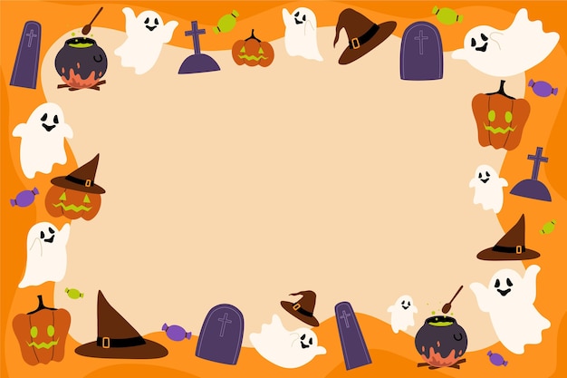 Vector hand getekende platte halloween-achtergrond