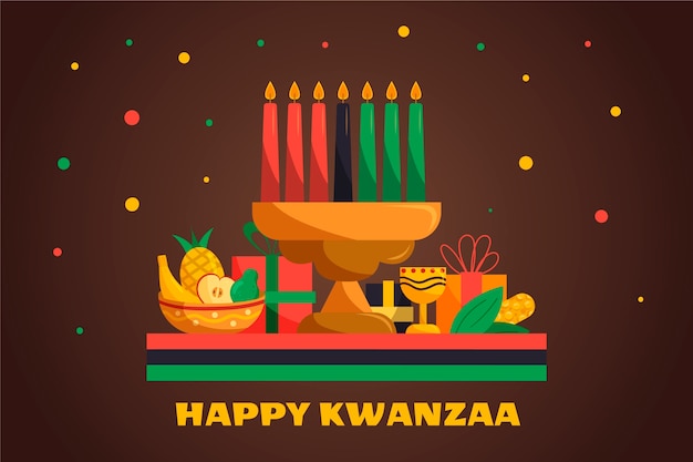 Hand getekende platte kwanzaa achtergrond