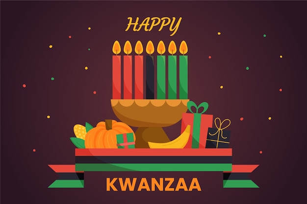 Hand getekende platte kwanzaa achtergrond