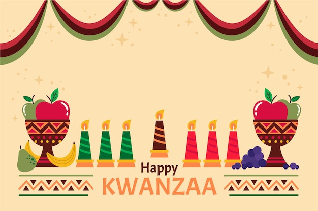 Hand getekende platte kwanzaa achtergrond