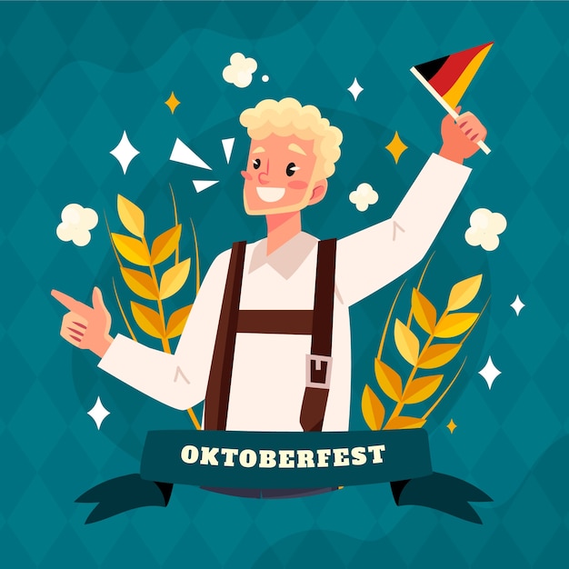 Vector hand getekende platte oktoberfest illustratie