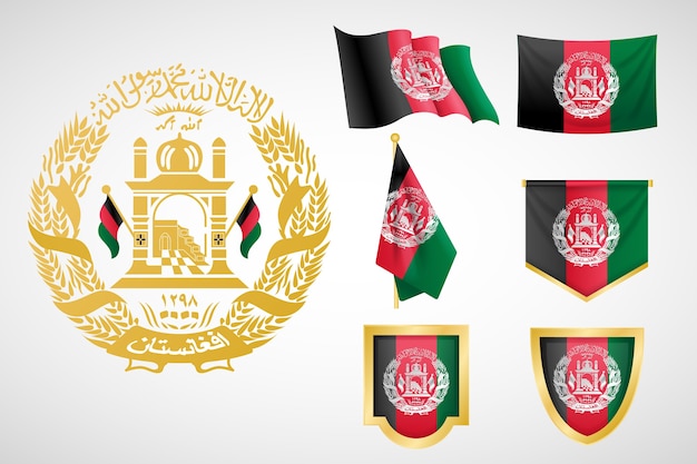 Vector hand getekende platte ontwerp afghanistan nationale emblemen