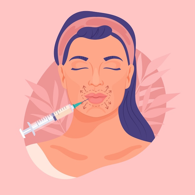 Hand getekende platte ontwerp lip filler illustratie