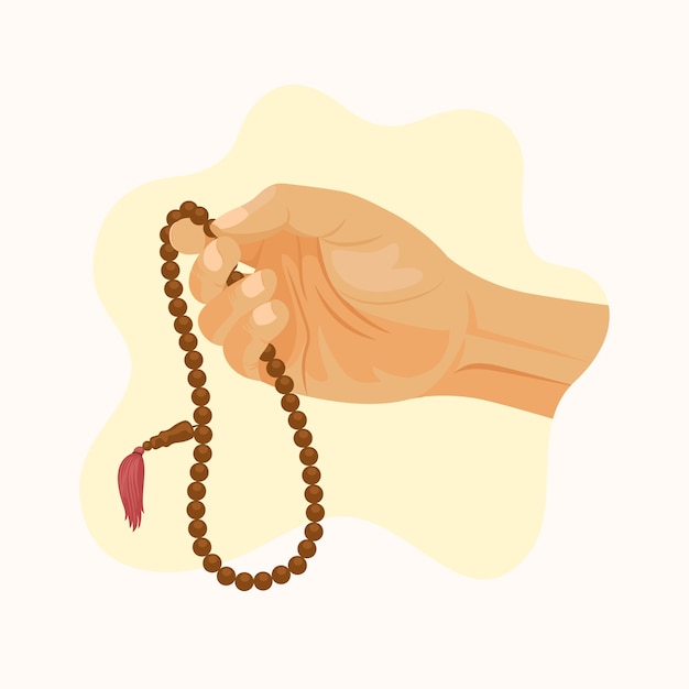 Vector hand getekende platte ontwerp tasbih illustratie