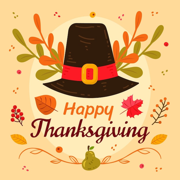 Vector hand getekende platte thanksgiving illustratie