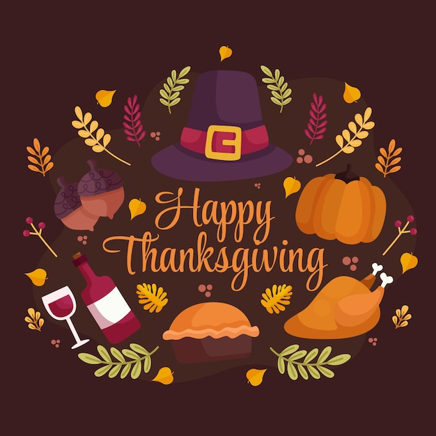 Hand getekende platte Thanksgiving illustratie