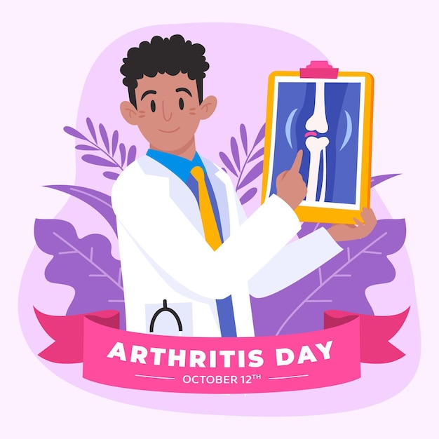 Vector hand getekende platte wereld artritis dag illustratie