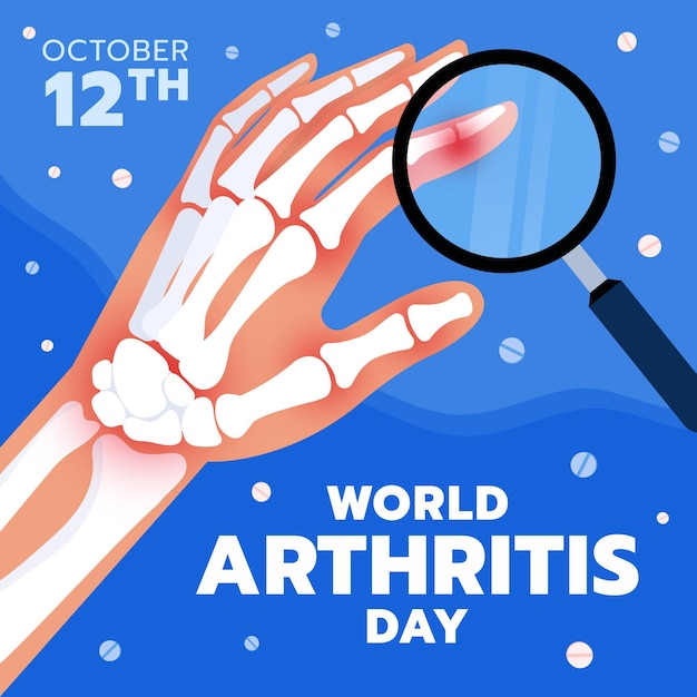 Vector hand getekende platte wereld artritis dag illustratie