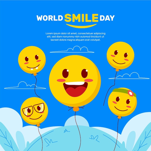 Hand getekende platte wereld glimlach dag illustratie