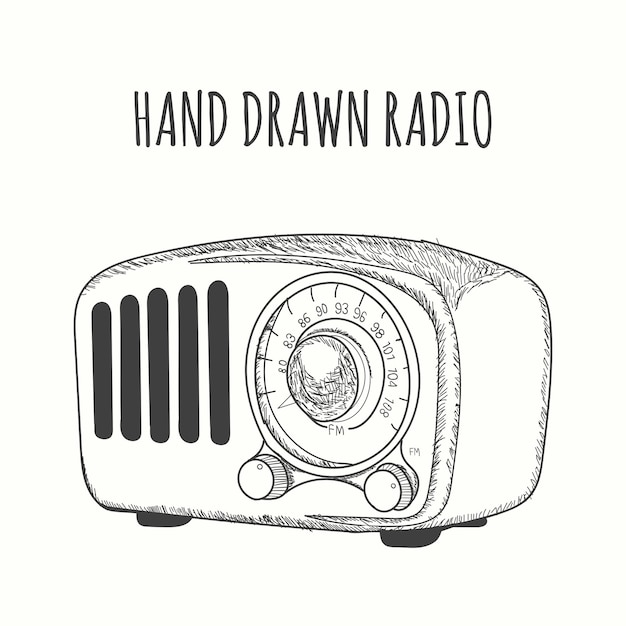 Hand getekende radio illustratie geïsoleerd op een witte achtergrond