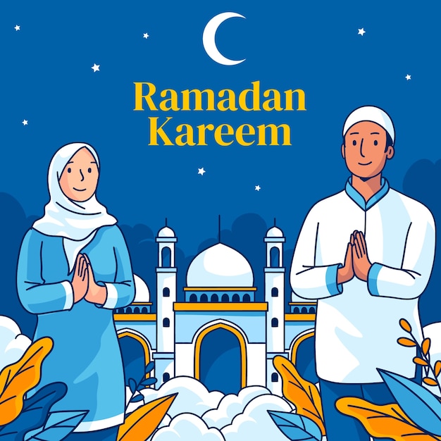 Vector hand getekende ramadan illustratie