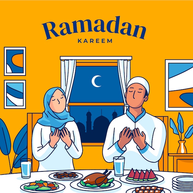 Hand getekende ramadan illustratie