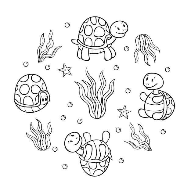 Vector hand getekende schildpad schets illustratie