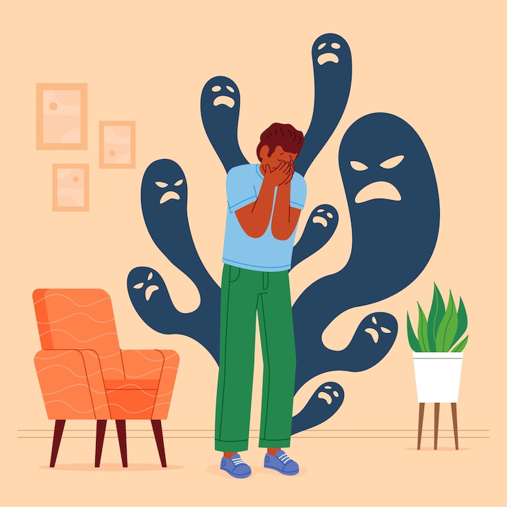 Vector hand getekende schizofrenie illustratie