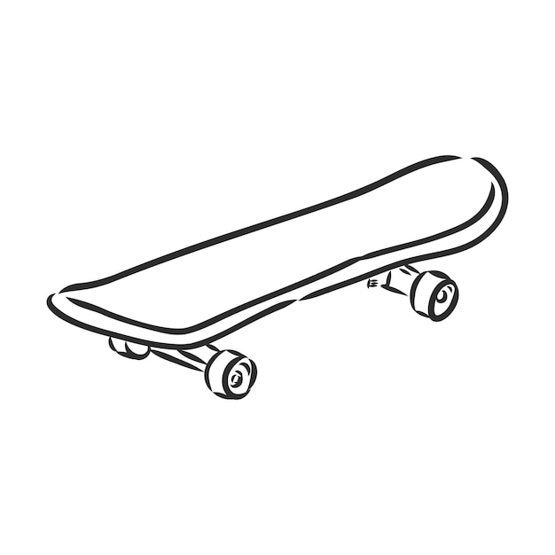 Hand getekende skateboard skateboard longboard vector schets