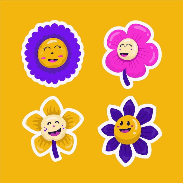 Vector hand getekende smiley gezicht bloem illustratie