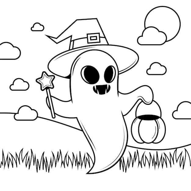Hand getekende spook schets illustratie