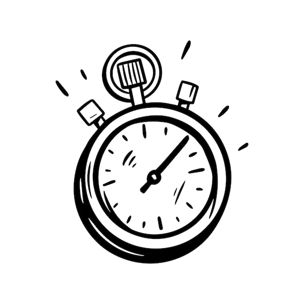 Hand getekende stopwatch Doodle schets stijl, tijd snel snel logo concept. Timer express snelheid levering