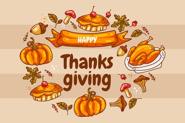 Vector hand getekende thanksgiving illustratie