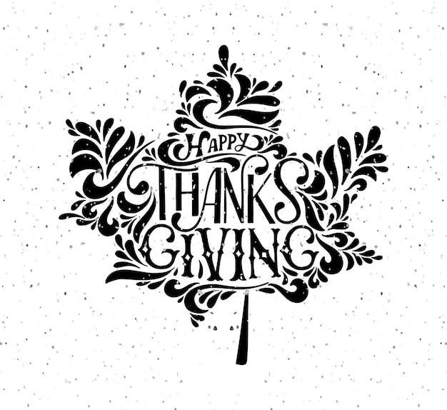 Hand getekende thanksgiving typografie poster. viering citaat 